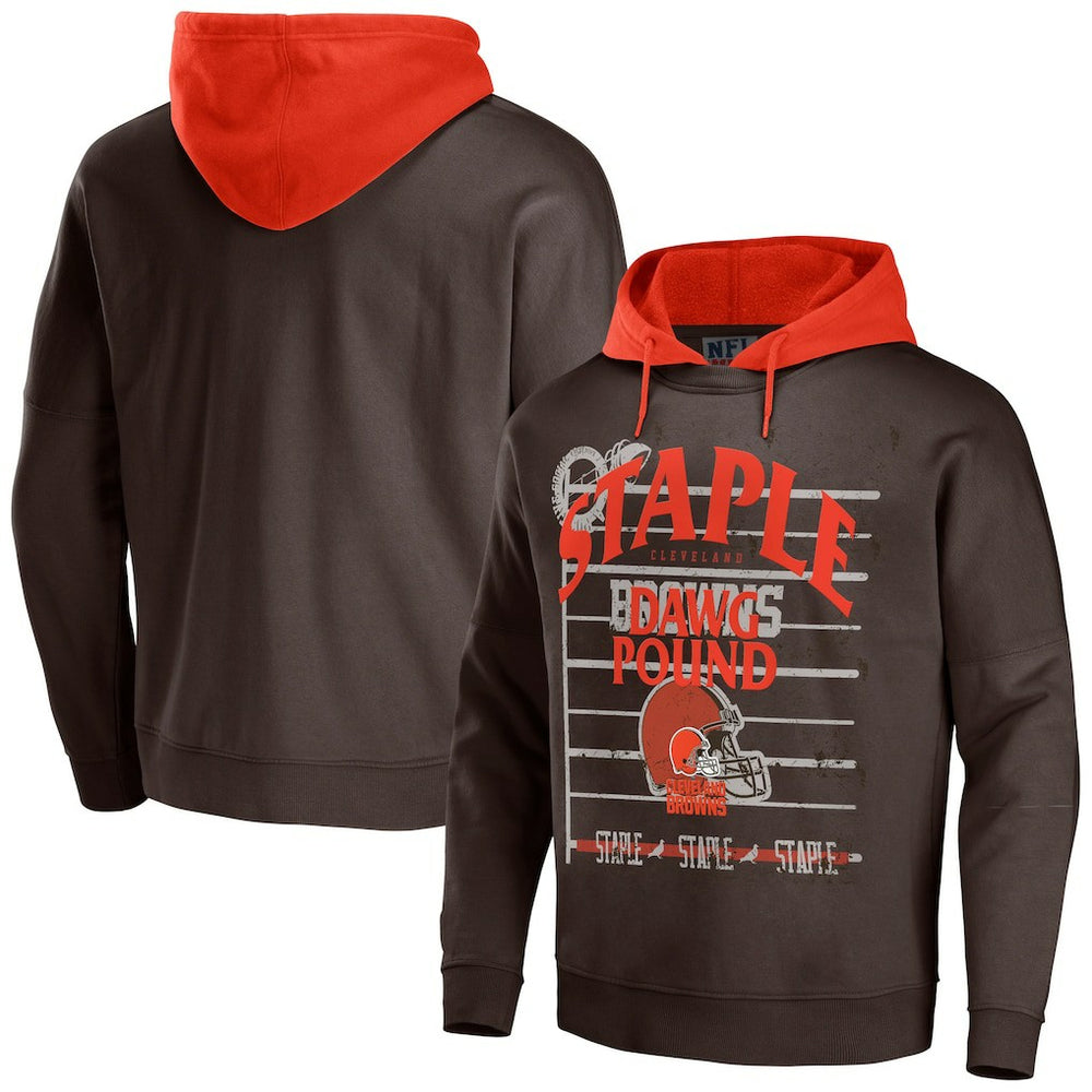 Cleveland Browns NFL x Staple Throwback Vintage Wash Pullover Hoodie - Brown on sale