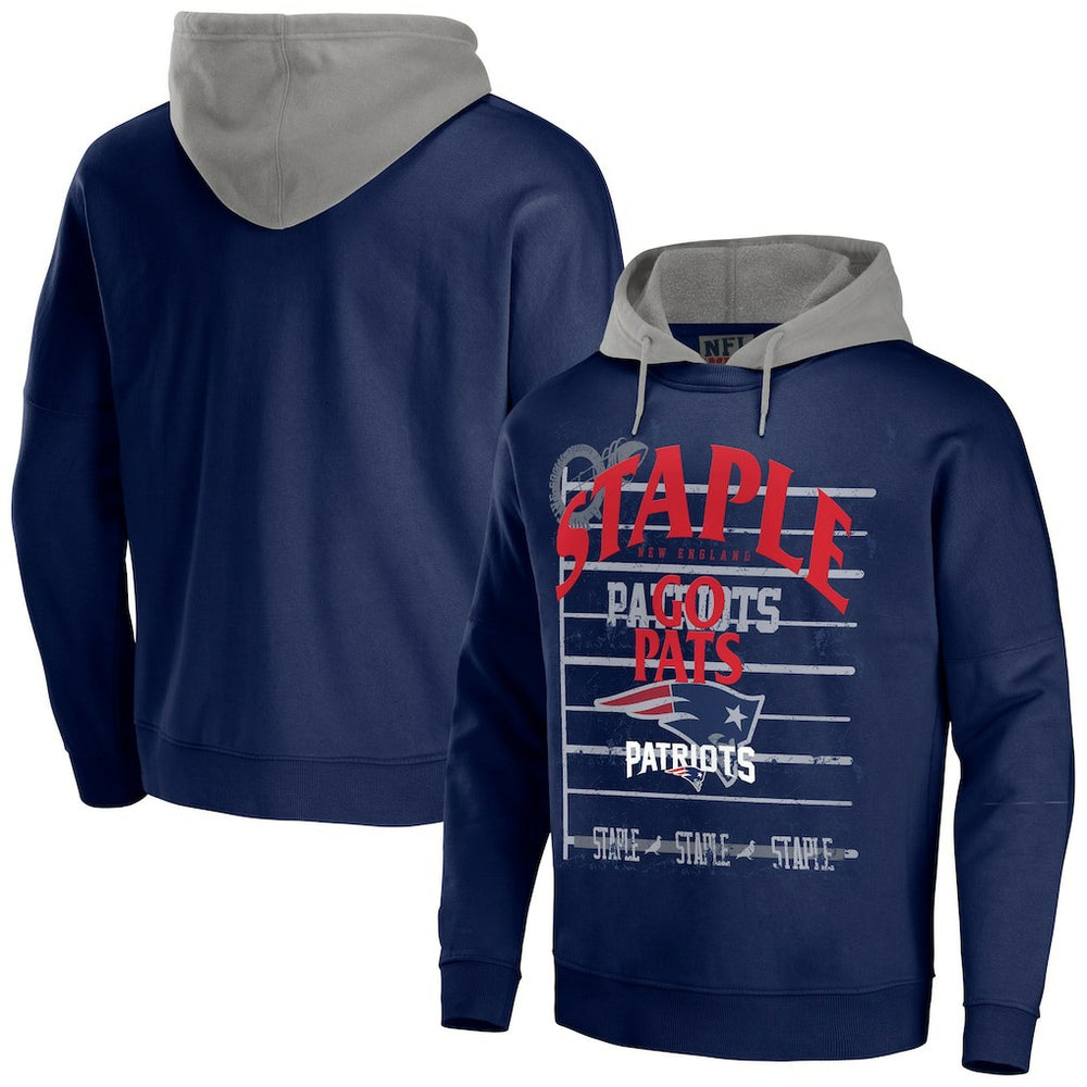 New England Patriots NFL x Staple Throwback Vintage Wash Pullover Hoodie - Navy on sale