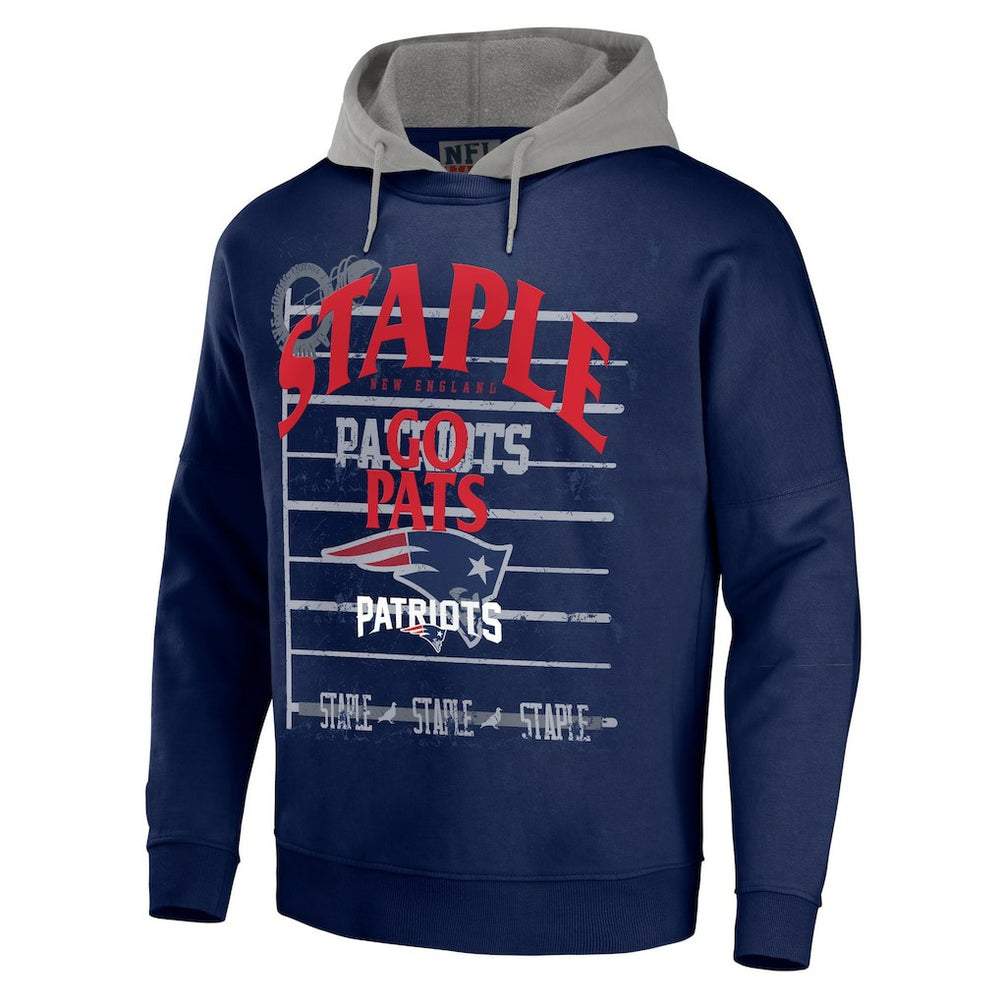 New England Patriots NFL x Staple Throwback Vintage Wash Pullover Hoodie - Navy on sale