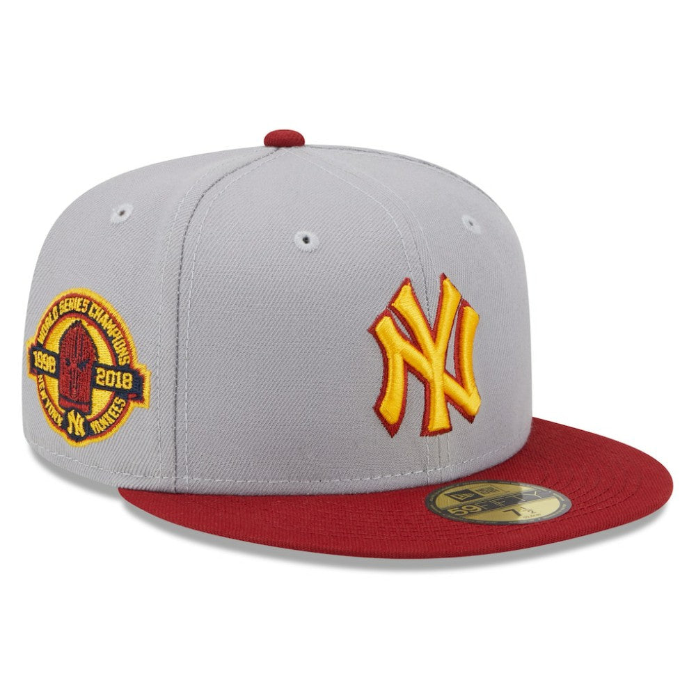 New York Yankees World Series Champions Navy Undervisor 59FIFTY Fitted Hat Gray/Red
