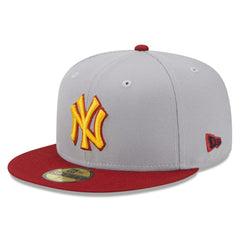 New York Yankees World Series Champions Navy Undervisor 59FIFTY Fitted Hat Gray/Red