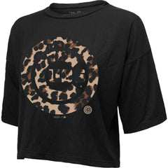 Chicago Cubs Majestic Threads Women's Leopard Cropped T-Shirt Black