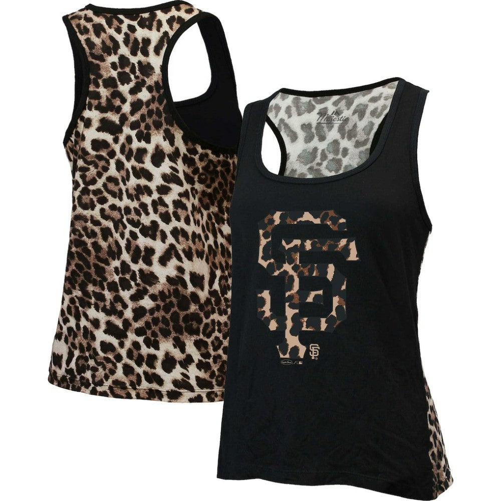 San Francisco Giants Majestic Threads Women's Leopard Tank Top Black