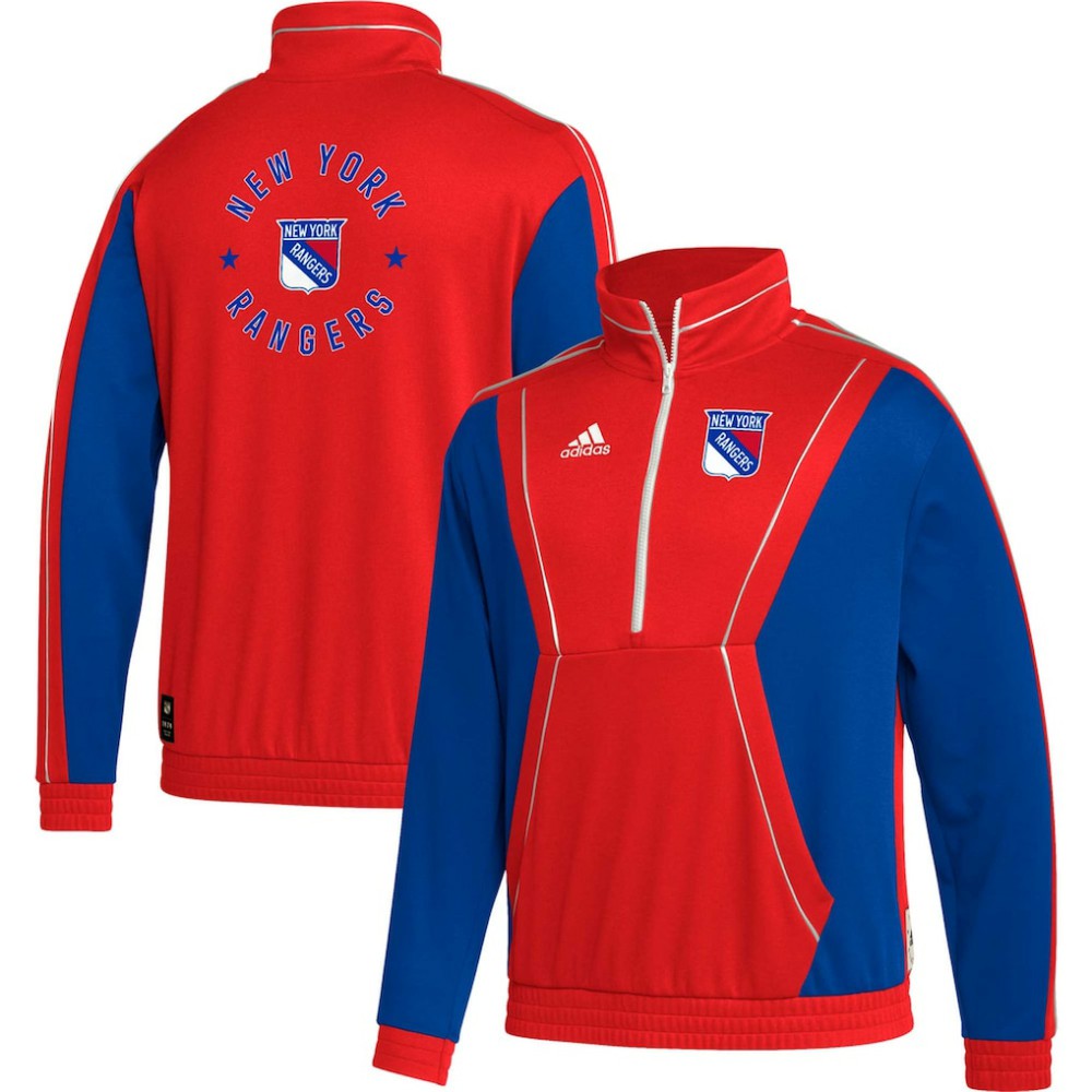 New York Rangers adidas Team Classics Half-Zip Jacket - Red Jackets
