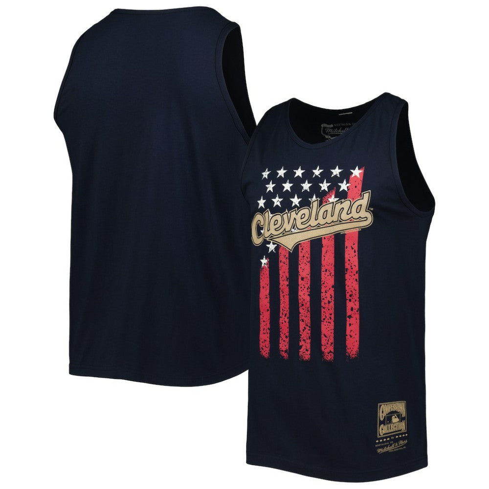 Cleveland Guardians Cooperstown Collection Stars and Stripes Tank Top Navy