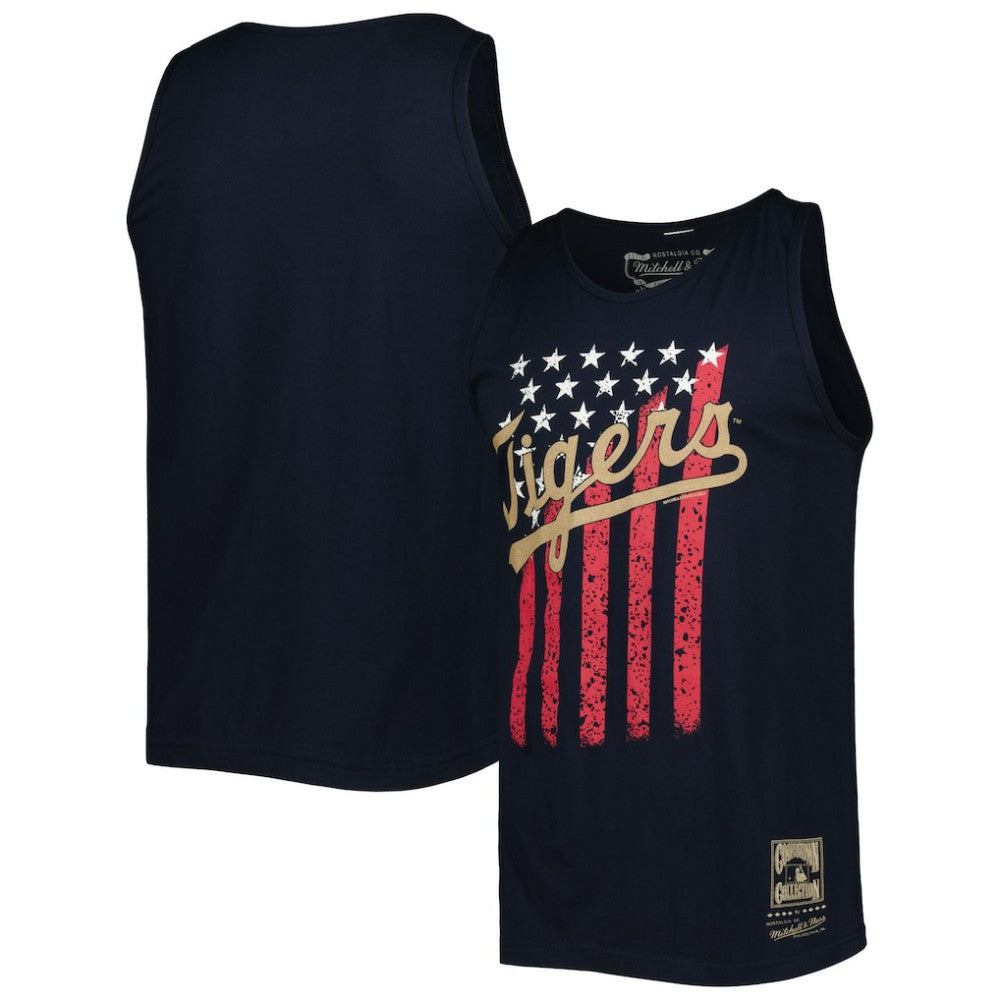 Detroit Tigers Cooperstown Collection Stars and Stripes Tank Top Navy