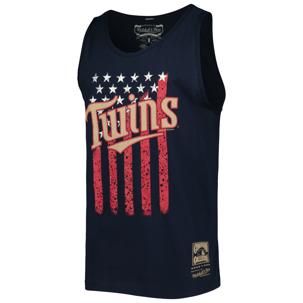 Minnesota Twins Cooperstown Collection Stars and Stripes Tank Top Navy