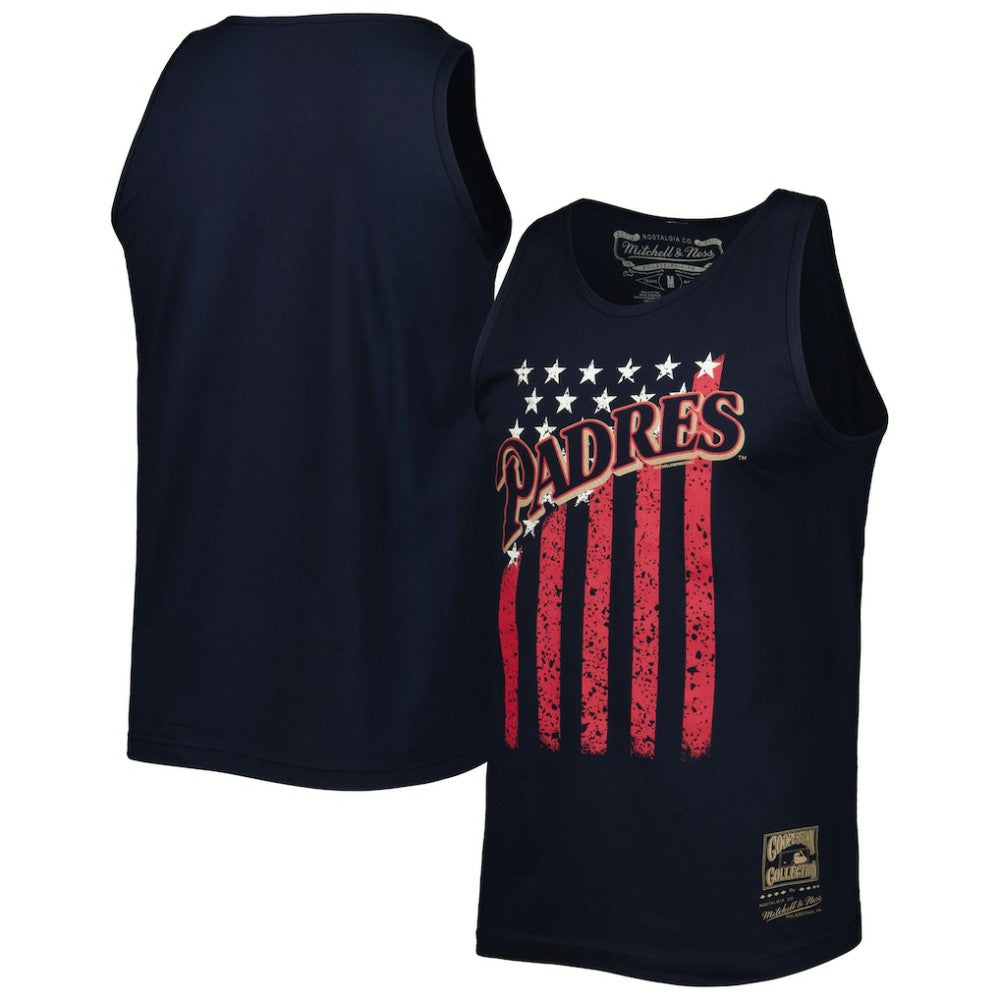 San Diego Padres Cooperstown Collection Stars and Stripes Tank Top Navy