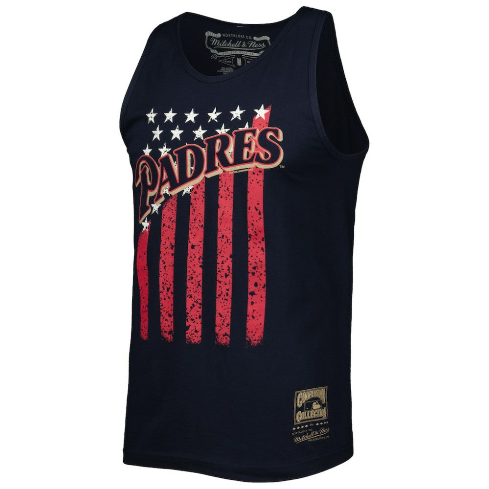 San Diego Padres Cooperstown Collection Stars and Stripes Tank Top Navy