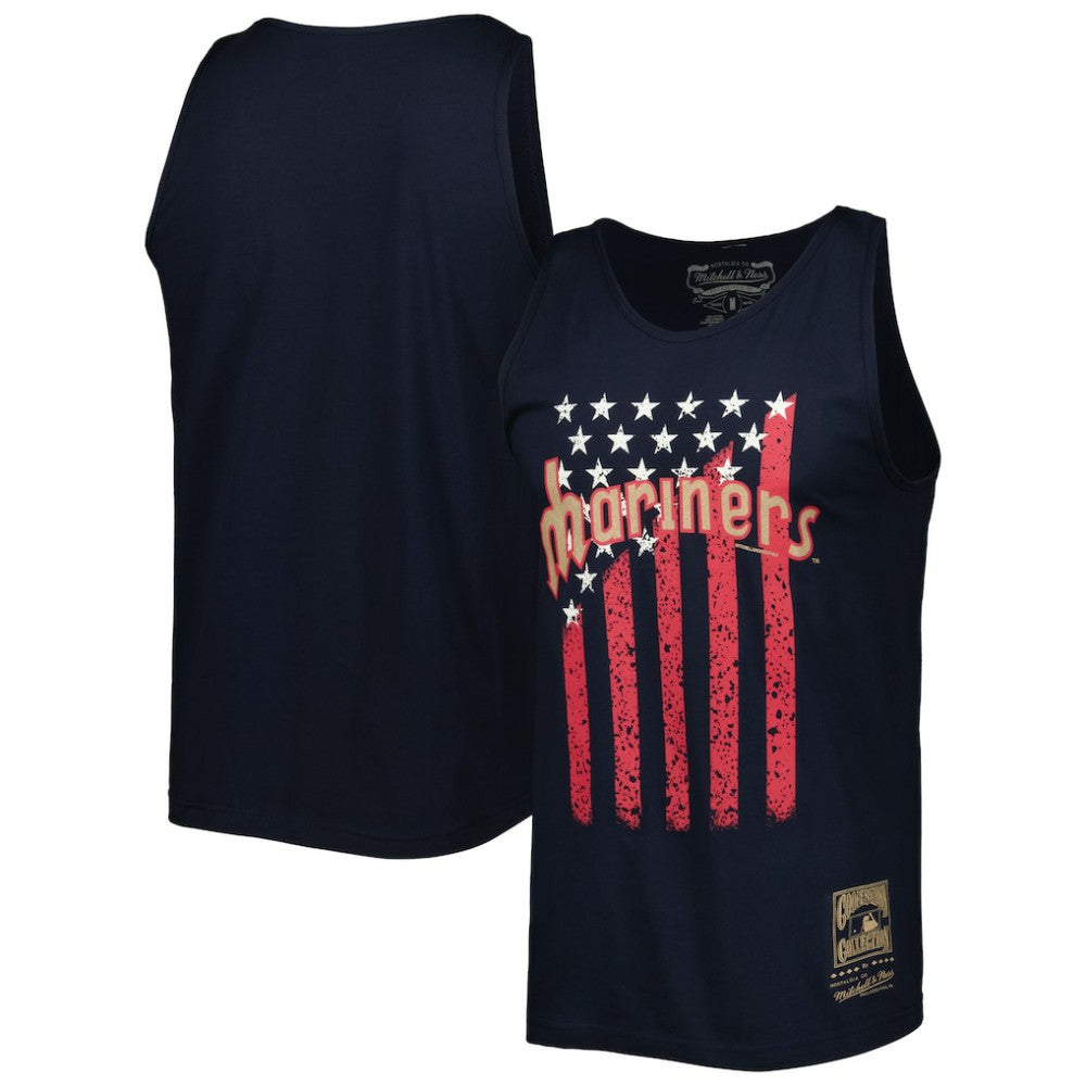 Seattle Mariners Cooperstown Collection Stars and Stripes Tank Top Navy