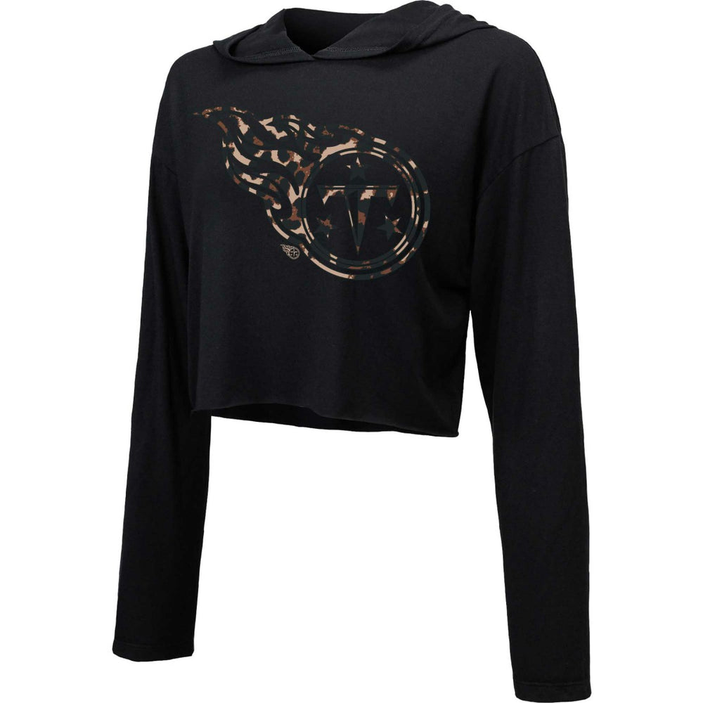 Tennessee Titans Majestic Threads Women's Leopard Cropped Pullover Hoodie - Black discount