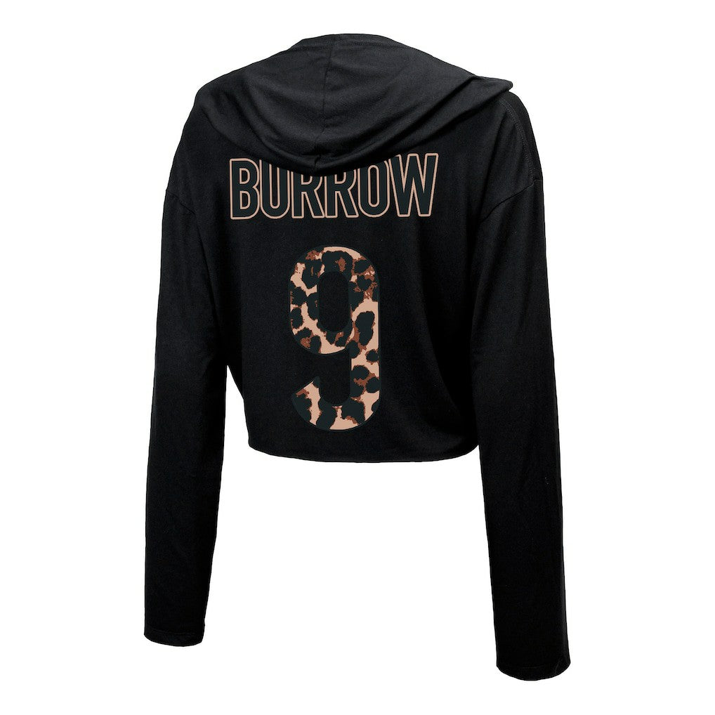 Joe Burrow Cincinnati Bengals Majestic Threads Women's Leopard Player Name & Number Long Sleeve Cropped Hoodie - Black discount