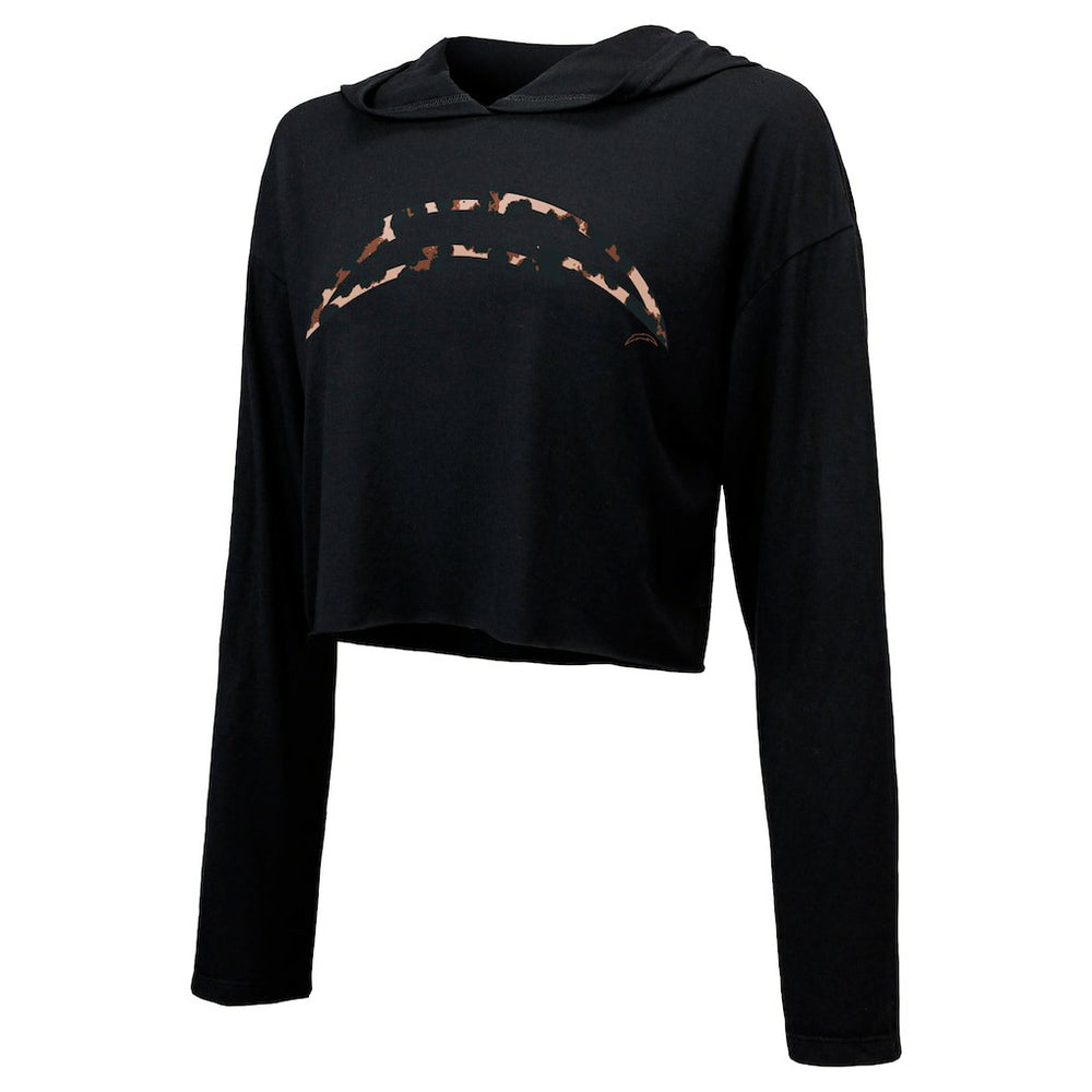 Justin Herbert Los Angeles Chargers Majestic Threads Women's Leopard Player Name & Number Long Sleeve Cropped Hoodie - Black sale