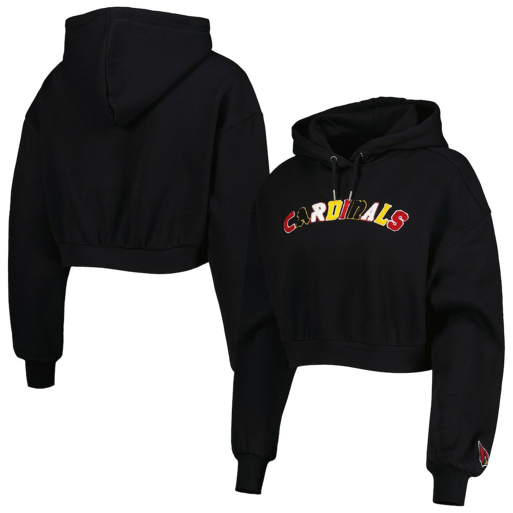 Arizona Cardinals The Wild Collective Women's Cropped Pullover Hoodie - Black sale