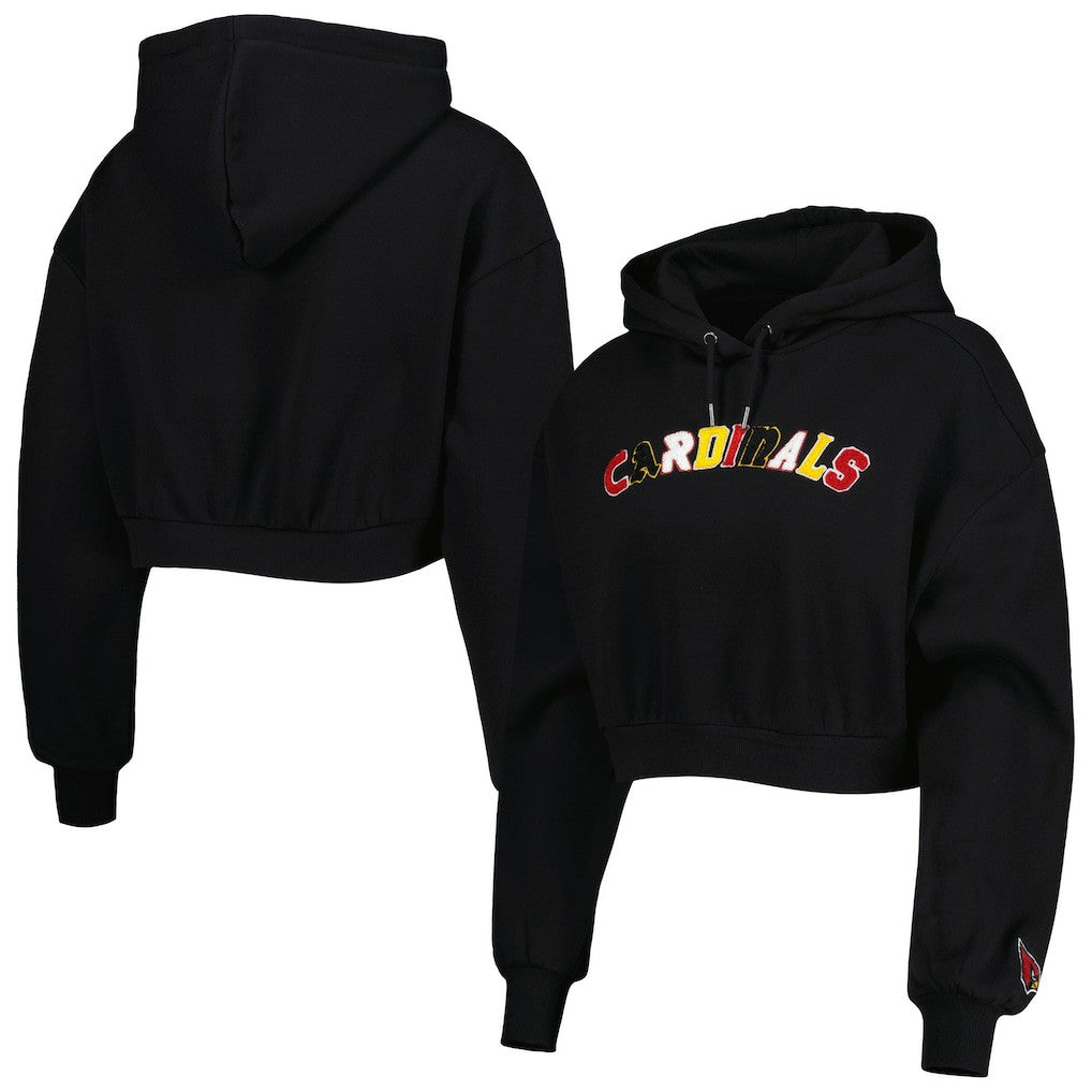 Arizona Cardinals The Wild Collective Women's Cropped Pullover Hoodie - Black sale