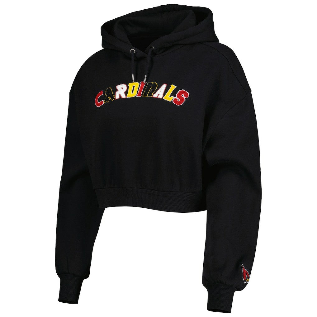 Arizona Cardinals The Wild Collective Women's Cropped Pullover Hoodie - Black sale