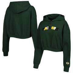 Green Bay Packers The Wild Collective Women's Cropped Pullover Hoodie - Green discount