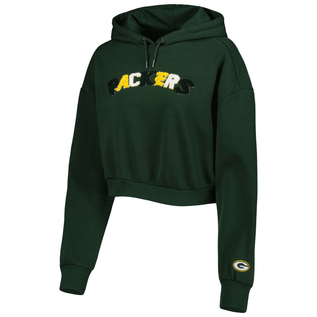 Green Bay Packers The Wild Collective Women's Cropped Pullover Hoodie - Green discount