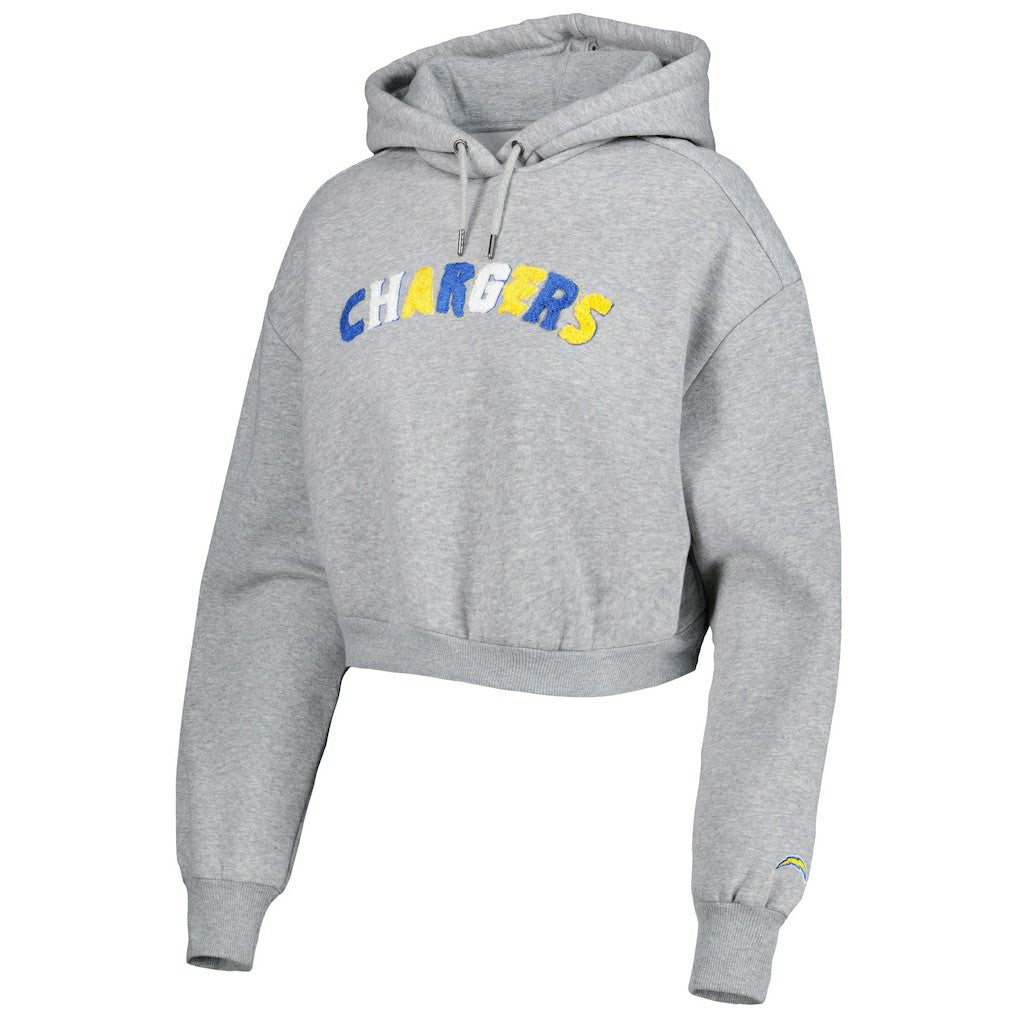 Los Angeles Chargers The Wild Collective Women's Cropped Pullover Hoodie - Gray for sale