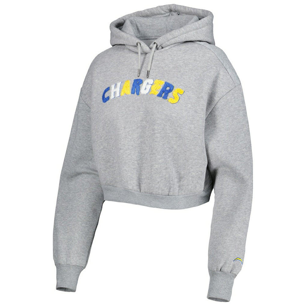 Los Angeles Chargers The Wild Collective Women's Cropped Pullover Hoodie - Gray for sale