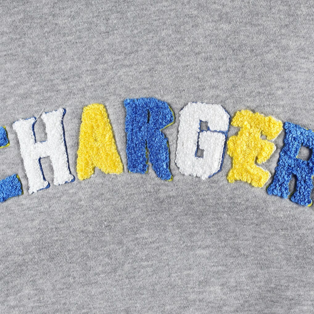 Los Angeles Chargers The Wild Collective Women's Cropped Pullover Hoodie - Gray for sale