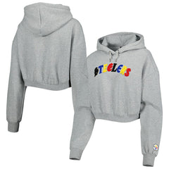 Pittsburgh Steelers The Wild Collective Women's Cropped Pullover Hoodie - Gray discount