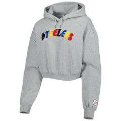 Pittsburgh Steelers The Wild Collective Women's Cropped Pullover Hoodie - Gray discount