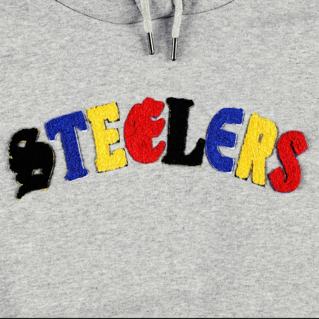 Pittsburgh Steelers The Wild Collective Women's Cropped Pullover Hoodie - Gray discount