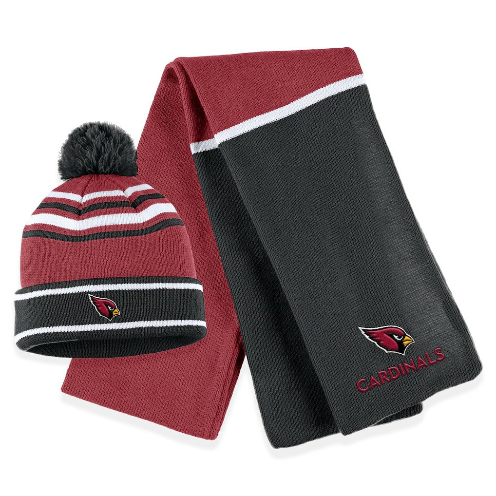 Arizona Cardinals WEAR by Erin Andrews Women's Colorblock Cuffed Knit Hat with Pom and Scarf Set - Cardinal sale