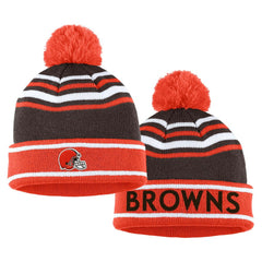 Cleveland Browns WEAR by Erin Andrews Women's Colorblock Cuffed Knit Hat with Pom and Scarf Set - Orange on sale