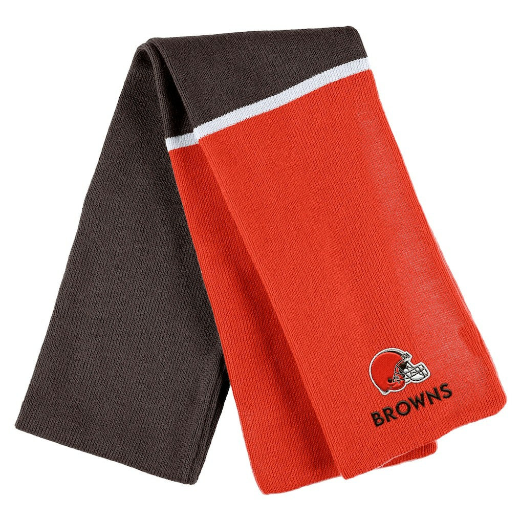 Cleveland Browns WEAR by Erin Andrews Women's Colorblock Cuffed Knit Hat with Pom and Scarf Set - Orange on sale