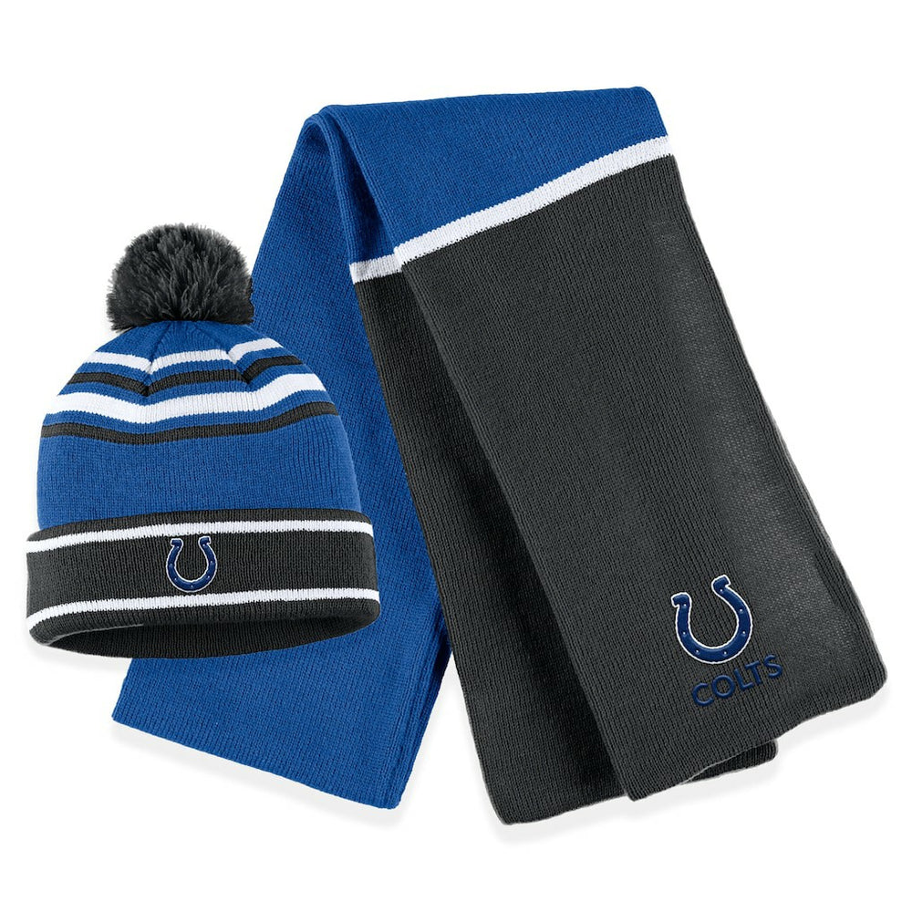 Indianapolis Colts WEAR by Erin Andrews Women's Colorblock Cuffed Knit Hat with Pom and Scarf Set - Royal sale