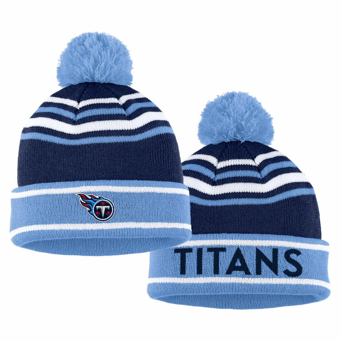 Tennessee Titans WEAR by Erin Andrews Women's Colorblock Cuffed Knit Hat with Pom and Scarf Set - Navy on sale