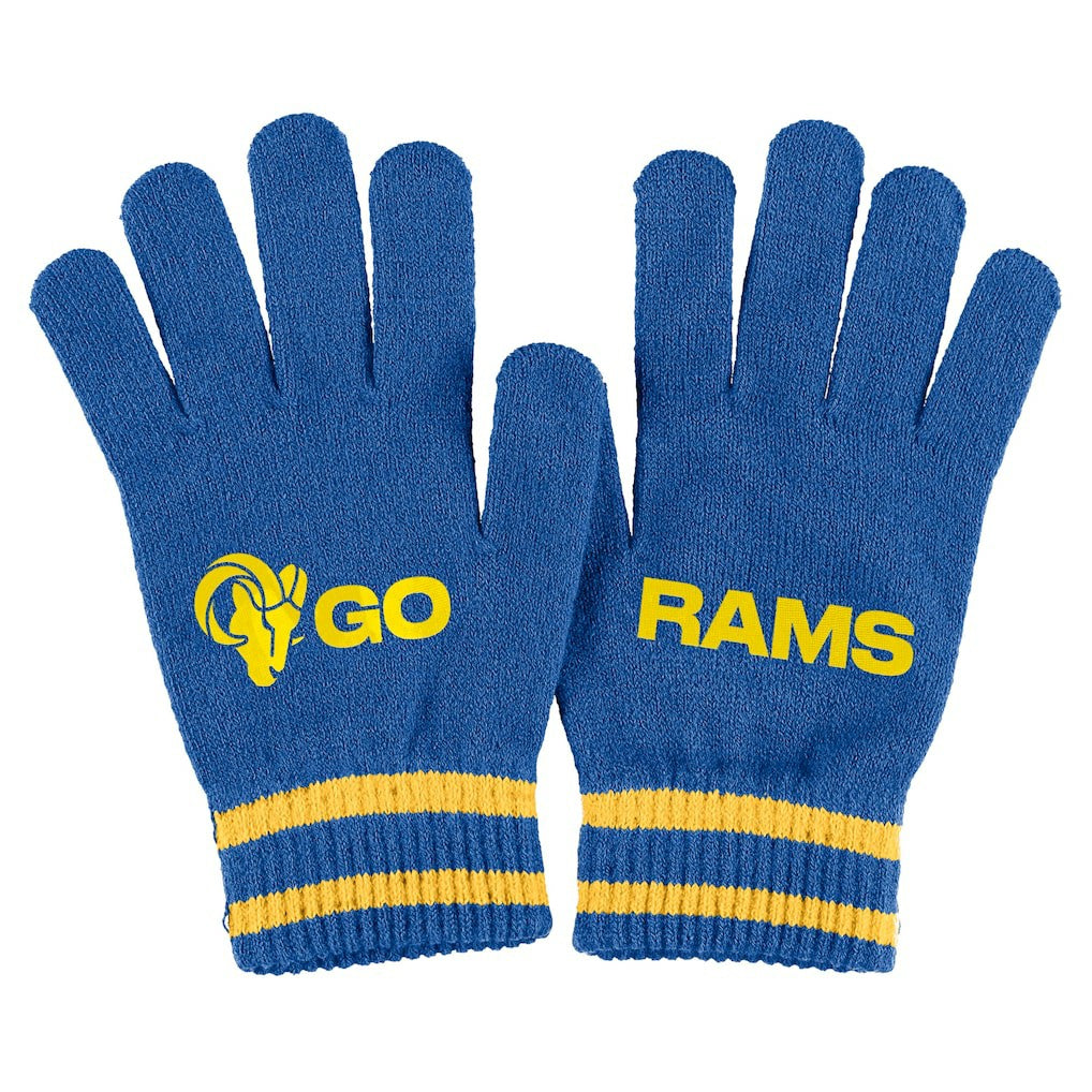 Los Angeles Rams WEAR by Erin Andrews Women's Double Jacquard Cuffed Knit Hat with Pom and Gloves Set - Royal on sale