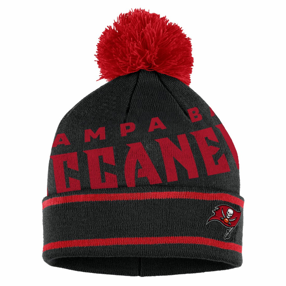 Tampa Bay Buccaneers WEAR by Erin Andrews Women's Double Jacquard Cuffed Knit Hat with Pom and Gloves Set - Black cheap