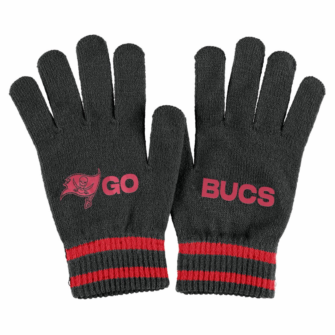 Tampa Bay Buccaneers WEAR by Erin Andrews Women's Double Jacquard Cuffed Knit Hat with Pom and Gloves Set - Black cheap