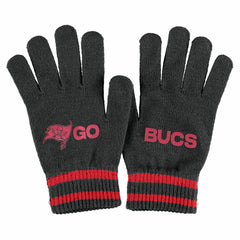 Tampa Bay Buccaneers WEAR by Erin Andrews Women's Double Jacquard Cuffed Knit Hat with Pom and Gloves Set - Black cheap