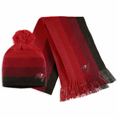 Tampa Bay Buccaneers WEAR by Erin Andrews Women's Ombre Pom Knit Hat and Scarf Set - Red cheap