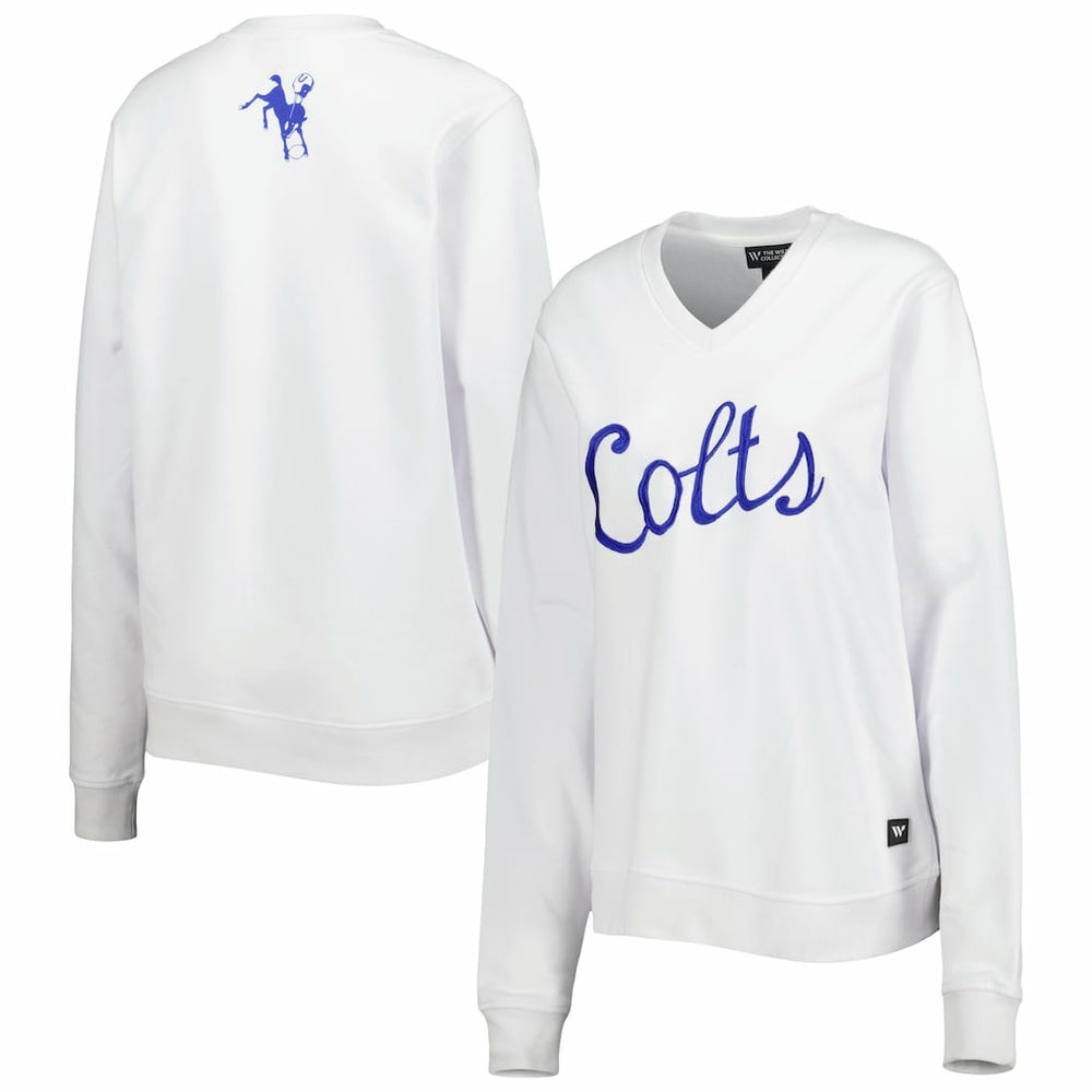 Indianapolis Colts The Wild Collective Women's Cheer V-Neck Fleece Pullover Sweatshirt - White online