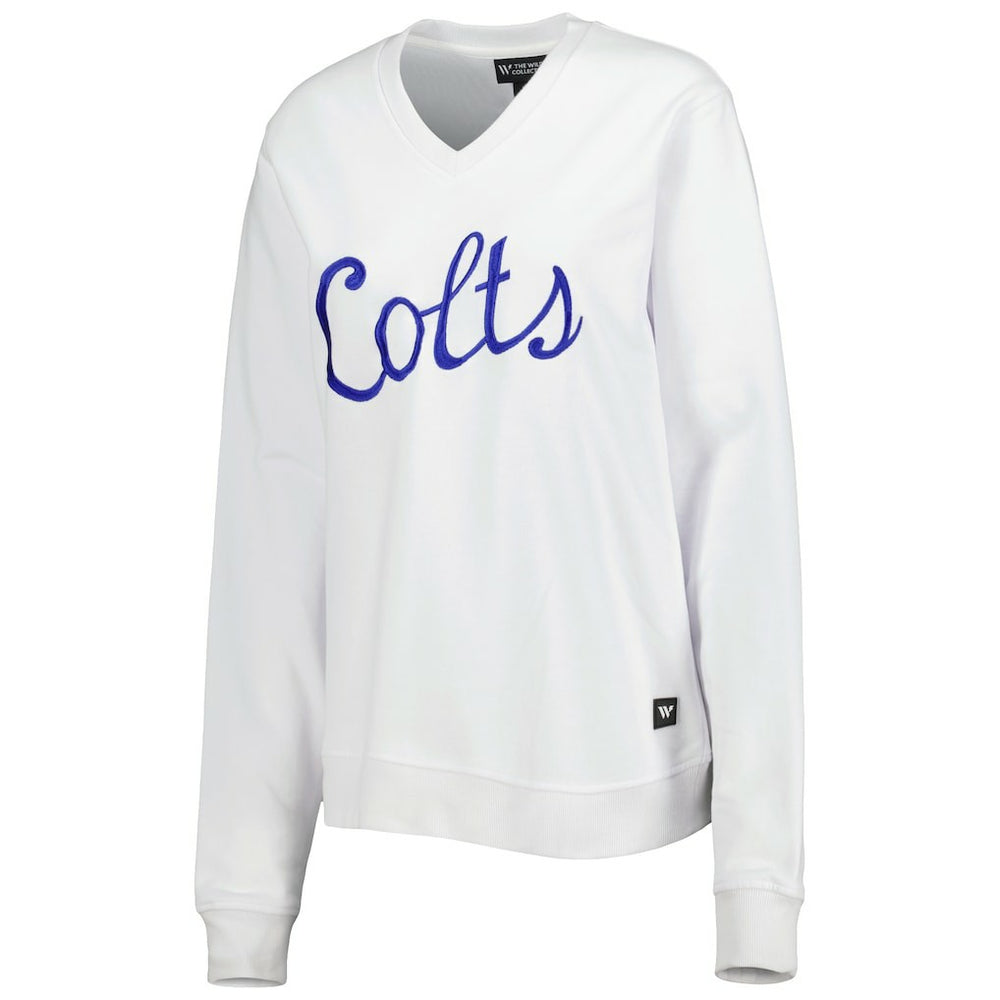 Indianapolis Colts The Wild Collective Women's Cheer V-Neck Fleece Pullover Sweatshirt - White online