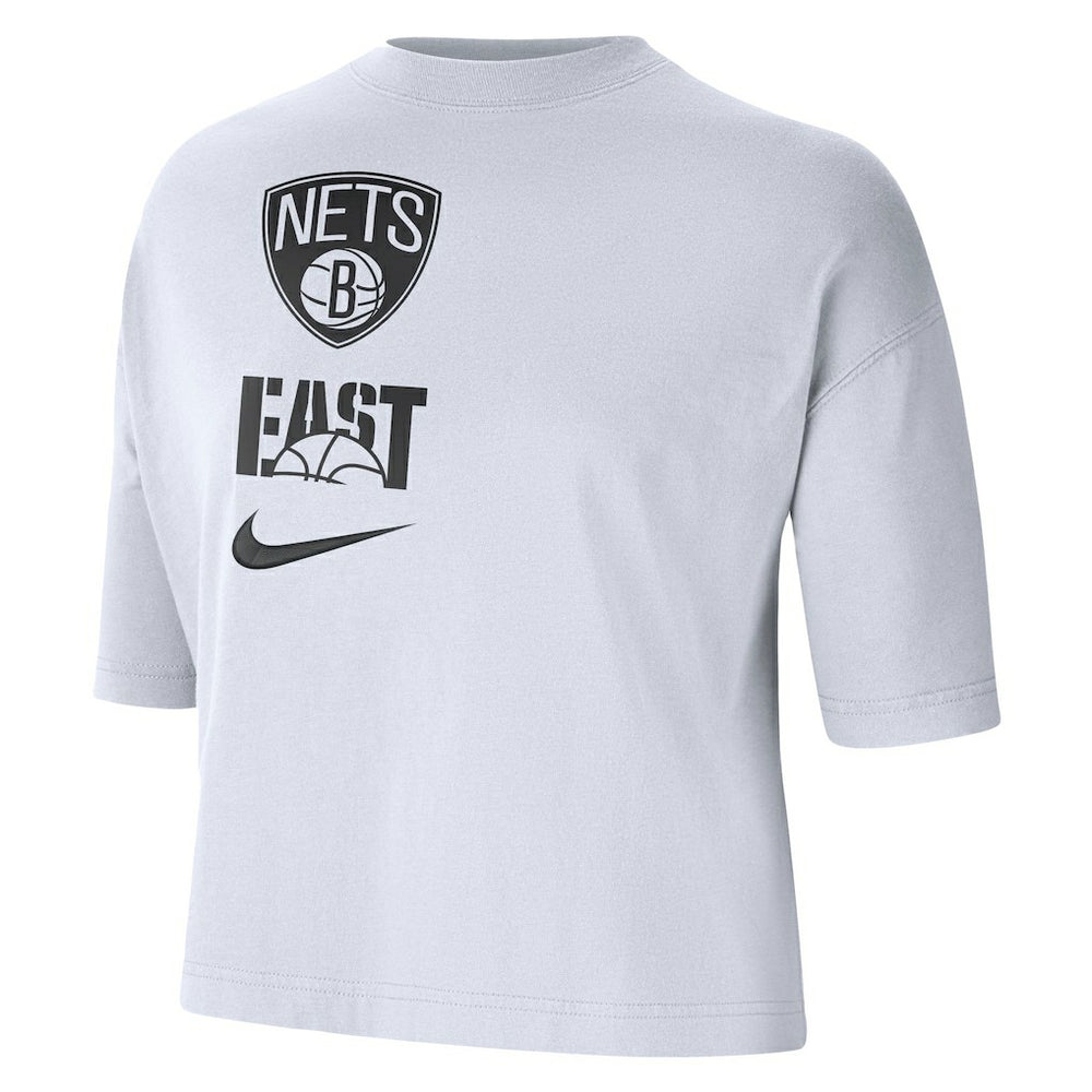 Brooklyn Nets Women's Essential Boxy T-Shirt - White sale