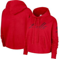 Chicago Bulls Women's Split Flip Courtside Cropped Pullover Hoodie - Red sale