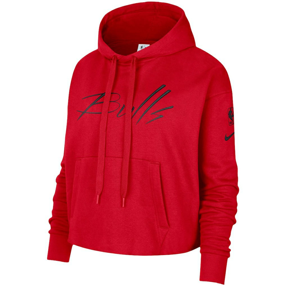 Chicago Bulls Women's Split Flip Courtside Cropped Pullover Hoodie - Red sale