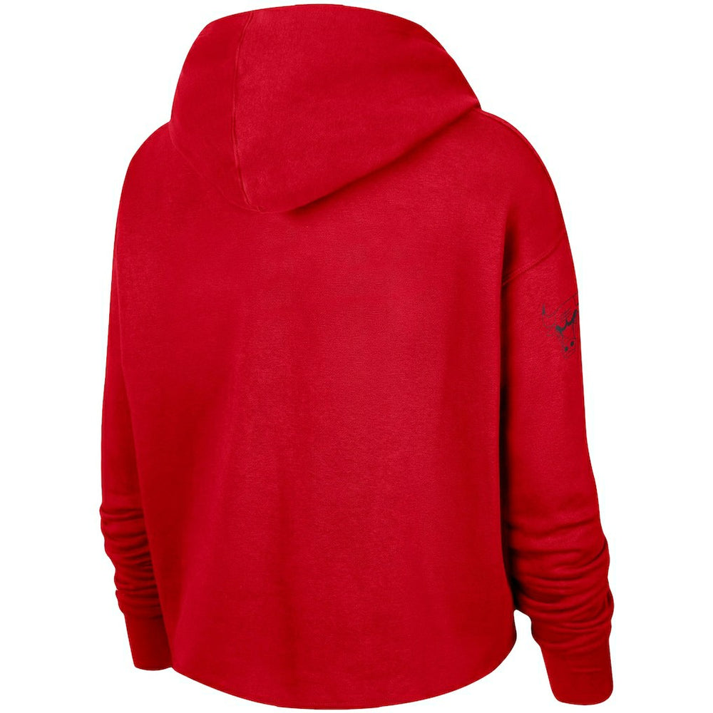 Chicago Bulls Women's Split Flip Courtside Cropped Pullover Hoodie - Red sale