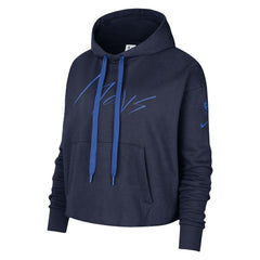 Dallas Mavericks Women's Split Flip Courtside Cropped Pullover Hoodie sale - Navy discount