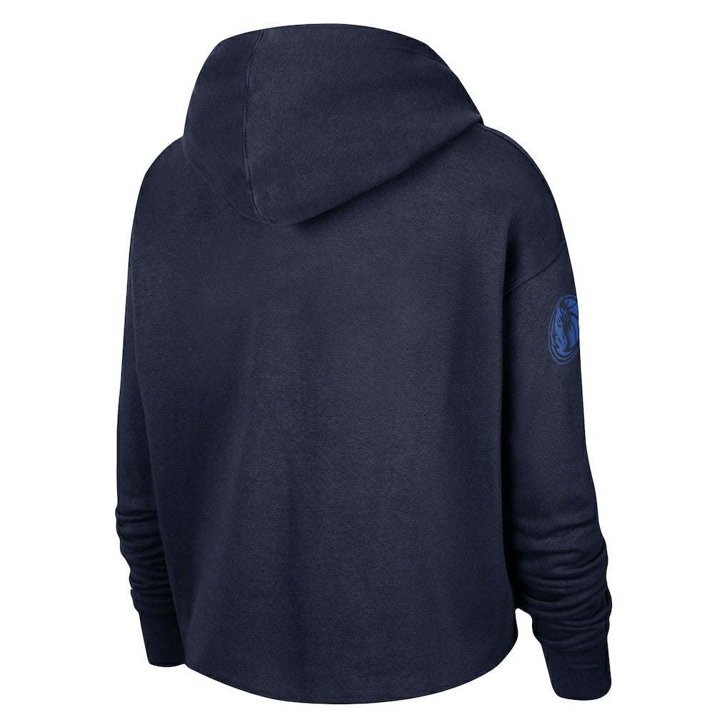 Dallas Mavericks Women's Split Flip Courtside Cropped Pullover Hoodie sale - Navy discount