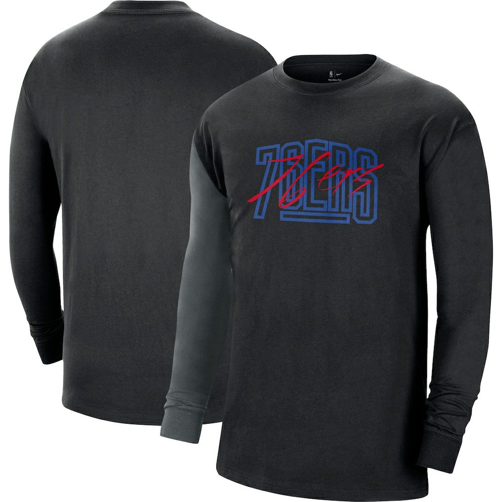 Philadelphia 76ers Courtside Versus Flight MAX90 Long Sleeve T-Shirt - Black for sale