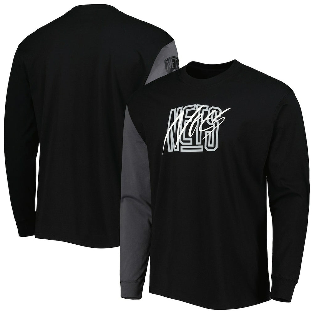 Brooklyn Nets Courtside Versus Flight MAX90 Long Sleeve T-Shirt - Black shop