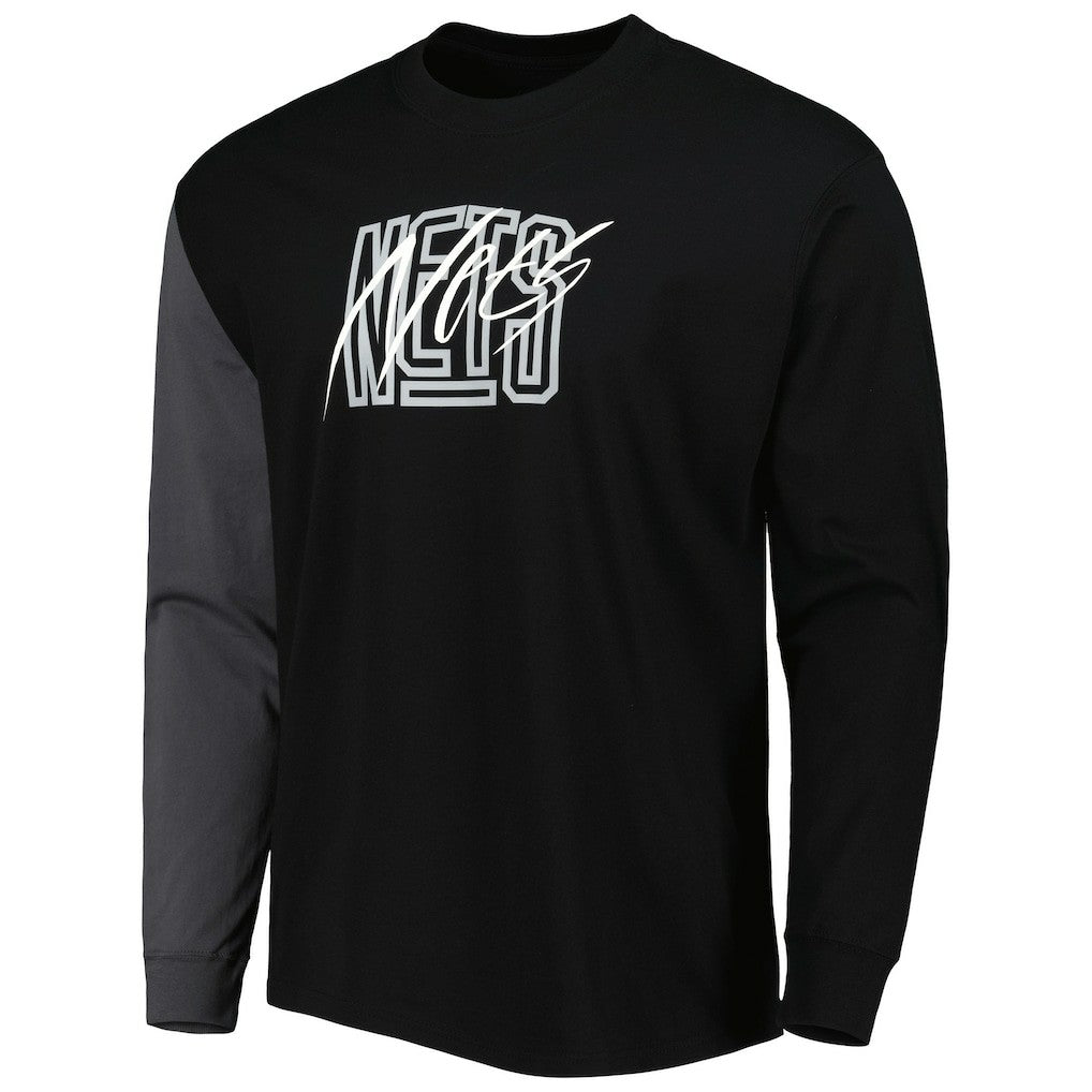 Brooklyn Nets Courtside Versus Flight MAX90 Long Sleeve T-Shirt - Black shop