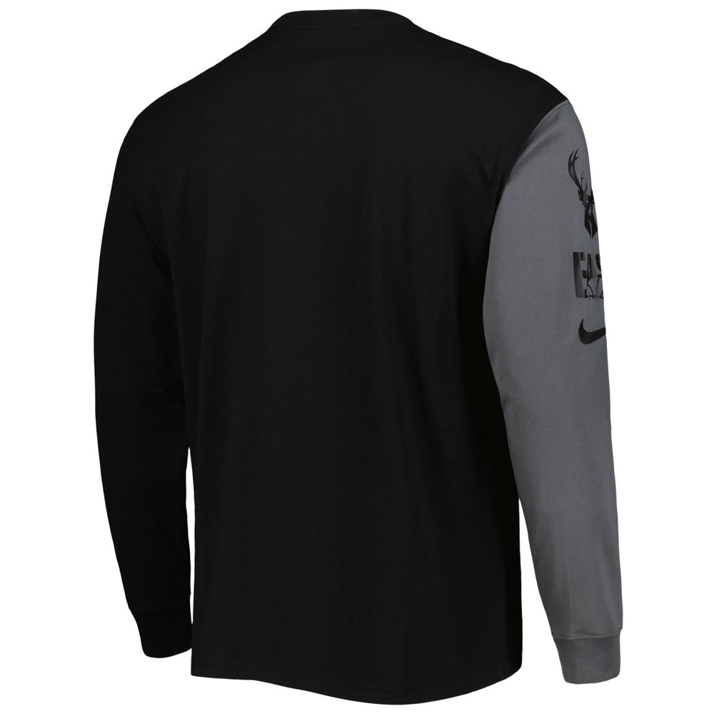 Milwaukee Bucks Courtside Versus Flight MAX90 Long Sleeve T-Shirt - Black on sale